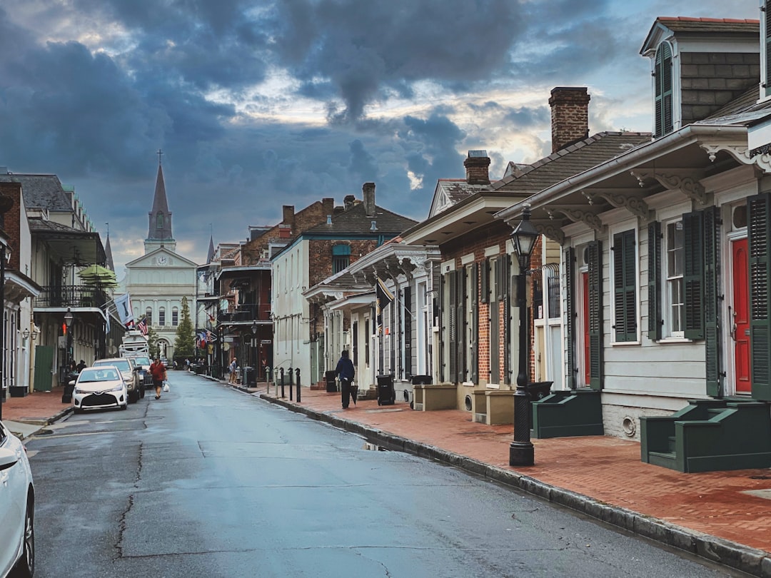A unique, brightly colored building in the French Quarter, symbolizing a local business that captures customer attention online.