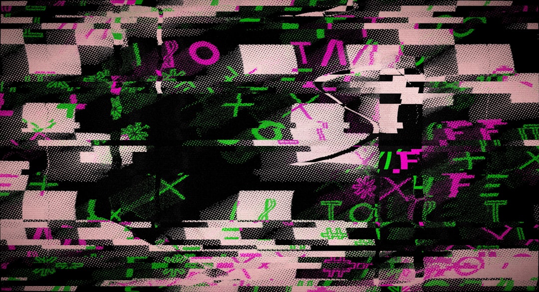An abstract image of digital static and glitch effects on a dark screen, symbolizing the concept of semantic jitter and data transmission errors.